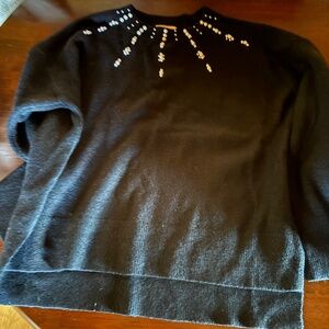 Loft black sweater with pearl embellishment